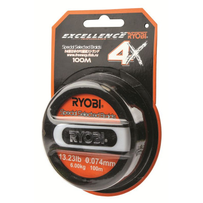 Шнур плетеный Ryobi Excia X4 PE Grey 100m