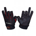 Перчатки рыболовные Tsuribito LFG-110 цвет чёрный с красным (три открытых пальца)