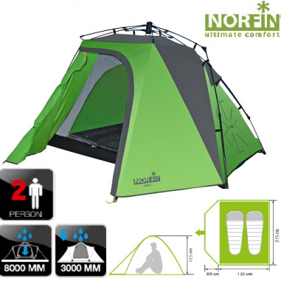 Палатка туристическая Norfin PIKE 2 NF полуавтоматическая